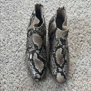 Altar'd State Black and Cream Patterned Ankle Boots